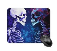 Staring at The Skeleton Mouse Pad Square Laptop Mouse Mat Cute Computer Mousepad Keyboard Pad Non-Slip Desk Pads for Gaming Office Work Home 20 * 25cm