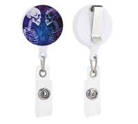 Staring at The Skeleton Retractable Badge Reel - Personalized ID Name Badge Holder with Lanyard Cute Badges Reel Holder Round Nurse Doctor Name Tag Badges Clip for Work