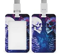 Staring at The Skeleton Retractable ID Badge Holder with Lanyard - Vertical Badge Reel,Keychain Clip,Name Tag Id Card Holder Protector for Nurse Officer Teacher Security Staff Women Men