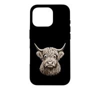 Staring Highland Cow Googly Eyes Design Case for iPhone 16 Pro