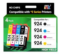 starink 924 Ink Cartridges Replacement for HP 924 for HP OfficeJet Pro 8120e OfficeJet Pro8122e 8124e 8125e 8132e 8134e 8135e 8130e 8138e 8139e All-in-One(No Chip, Black Cyan Yellow Magenta)