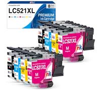 starink LC521XL Ink Cartridges 8 Pack, Replacement for Brother LC521 LC-521 LC521VAL, Compatible with Brother DCP-J1260W DCP-J1310DW DCP-J1313DW DCP-J1360DW DCP-J1460DW Printer