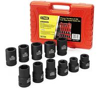 Stark 11-Piece Premium Impact Socket Set 1"-inch Drive Metric & SAE Truck Socket Wheel Cr-Mo Steel 6-Point/Square Socket Carrying Case