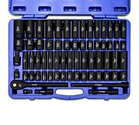 Stark Elite 1/2" Drive Master Impact Socket Set, 65-Piece Deep & Shallow Socket Assortment SAE (3/8" to 1 1/4") & Metric(10mm to 24mm) Adapters + Ratchet Handle Included