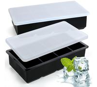Stark Home Pack of 2 Black 8 Cubes Silicone Ice Cube Tray, Black Reusable Ice Tray, BPA Safe Large Ice Cube Moulds for Whiskey, Cocktails