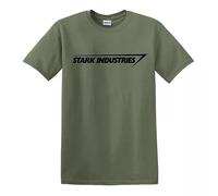 Stark Industries T Shirt Shield Marvel Comic Top Tee(Military Green, XXL)