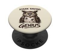 Stark Raving Genius Funny Owl Portrait PopSockets Adhesive PopGrip