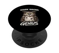 Stark Raving Genius Funny Owl Portrait PopSockets Adhesive PopGrip