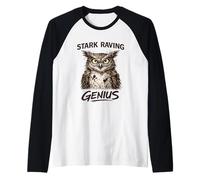 Stark Raving Genius Funny Owl Portrait Raglan Baseball Tee