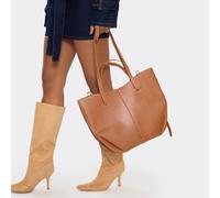 Stark Seam Detail Shaped Shoulder Bag In Tan Faux Leather, Women's Size UK One Size
