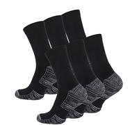 STARK SOUL 6 Pairs Hiking Outdoor Socks Trekking Socks with Padded Sole, 6 Pairs - Black, 43-46