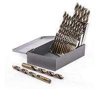 Stark USA 29pc Industrial Drill Bit Set Black/Gold Finish HSS 135 Degree Split Point Jobber Length (1/16" - 1/2") with Storage Case