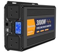 Starkbaer 3000W Pure Sine Wave Inverter 12V to 240V Converter Car Power Inverter, with 2 UK G sockets & 2 USB , 5m Remote Controller, LCD Display, for RV, Camping, Emergency, Truck, Off-Grid