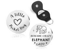 STARKET Elephant Gifts for Women Elephant Keyrings for Women Beware Crazy Elephant Lady Elephant Gift Elephant Ornament Pocket Hug Elephant Present Graduation Back to School Christmas
