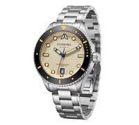 STARKING Men's 20ATM Dive Automatic Watch, Miyota 8215 Movement, Super-Luminous Sapphire Crystal Stainless Steel Band Mechanical Wrist Watch Luxury Birthday Gift, cream