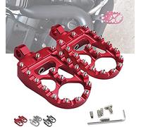 StarknightMT CNC Wide Fat Footpegs 360° Roating MX Foot Pegs Chopper Bobber Style Compatible with Dyna Fatboy Sportster Iron 883 (Red)