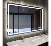 STARLEAD 1000x700 mm Bathroom-Mirror-with-LED-Lights and Bluetooth, LED-Bathroom-Wall-Mirror with Anti-Fog, 3 Colors Dimmable, Memory Function, Tempered Glass CRI90+, IP44, Horizontal/Vertical
