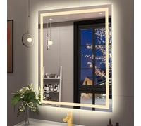 STARLEAD 500x700 mm Bathroom-Mirror-with-LED-Lights and Bluetooth, LED-Bathroom-Wall-Mirror with Anti-Fog, 3 Colors Dimmable, Memory Function, Tempered Glass CRI90+, IP44, Horizontal/Vertical