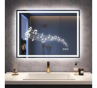 STARLEAD 600x800 mm Bathroom-Mirror-with-LED-Lights and Bluetooth, LED-Bathroom-Wall-Mirror with Anti-Fog, 3 Colors Dimmable, Memory Function, Tempered Glass CRI90+, IP44, Horizontal/Vertical