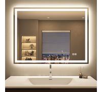 STARLEAD 60x80 cm Bathroom-Mirror-with-LED-Lights, LED-Bathroom-Wall-Mirror with Anti-Fog, 3 Colors Dimmable, Memory Function, HD Tempered Glass, IP44, Horizontal/Vertical