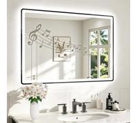STARLEAD 700x1000 mm Bluetooth-Bathroom-Mirror-with-LED-Lights, Black Edge