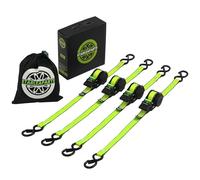 STARLEAPARTS 4PK 1.0INX12FT Ratchet Straps - 1,500lb Break Strength, Heavy Duty with Rubber Coated Handle, Perfect for Motorcycle, Kayak and Trucks