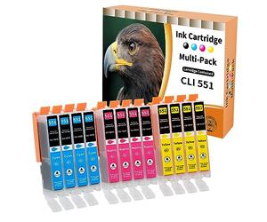 Starlet24 12x 551XL Printer Cartridges Compatible with Canon CLI-551 551XL for PIXMA iP-7200 iP-7250 MX-925 MG-5450 MG-5550 MG-5650 MG-5655 MG-6350 MG-6450 MG-6650 MX-725