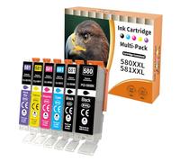 Starlet24 6 x 580 581 Cartridges (with 581XL Photo Blue) Compatible with Canon PGI-580 CLI-581 for Pixma TS8150 TS8151 TS8152 TS8250 TS8251 TS8252 TS8350 TS9150 TS9155