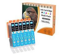 Starlet24 6x 581XL Cyan Printer Cartridges Compatible with Canon CLI-581 Cyan for Pixma TR8550 TR8500 TS6350a TS705a TS6350 TS8350 TS8250 TS6150 TS9550