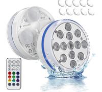 Starlight-2 Led Submersible Light, Led Pool Light Have 13 Led Lamp Beads, 4 Suction Cups, 16 Rgb Light Modes, Timer, Ip68 Waterproof With Rf Remote