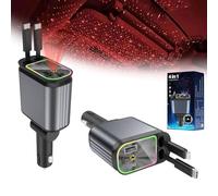 Starlight Car Charger, 4 In 1 Retractable Car Charger - Starlight In Car Roof, Dual Cable Usb Charger For Iphone & Android - Ideal For Fast Charging On The Go (Grey)