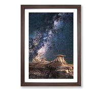 Starlight Over Desert Rocks Framed Print | A2 Walnut Framed Wall Art | Ready to Hang | Modern Landscape Picture | Living Room Bedroom Lounge Office