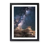Starlight Over Desert Rocks Modern Framed Print | A2 Black Framed Wall Art | Ready to Hang | Modern Landscape Picture | Living Room Bedroom Lounge Office