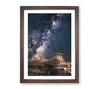 Starlight Over Desert Rocks Modern Framed Wall Art Print, Ready to Hang Picture for Living Room Bedroom Home Office Décor, Walnut A2 (64 x 46 cm)