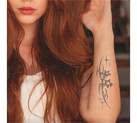 Starlight Thorns Waterproof And Sweatproof Herbal Temporary Tattoo Stickers With Stars And Thorns, Long-lasting 2 Weeks, Fake Tattoos