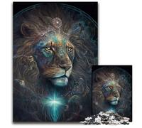 Starlight Visionary Lion 1000Pc Adults Jigsaw Puzzle Wooden Jigsaw Brain-Challenging DIY Decorative Game, Family Interactive Toy 50x75CM/19.68x29.52inch