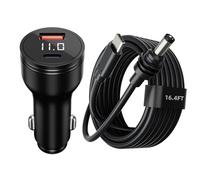 Starlink Mini Car Adapter Step Up Converter + Starlink Mini USB C Power Cable 16.4FT/5M, PD140W 12V-24V Cigarette Lighter Adapter with USB A & Type-C Port and Voltmeter