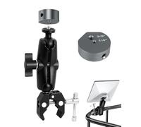Starlink Mini Clamp Mount, Aluminum Starlink Mini Pole Mount Compatible with New and Traditional Pipe Adapters, Adjustable Clamp Bracket Fits Starlink Mini for RV /Roof Rack / Yacht / Camper / Balcony