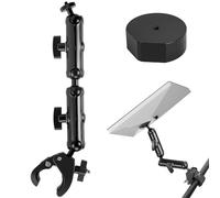 Starlink Mini Mount, Aluminum Double Long Arm Extension,Starlink Mini Pole Clamp Mount Accessories,Djustable Clamp Bracket for RV/Pole/Roof Rack/Yacht,Compatible with Original Pipe Adapter (Black)