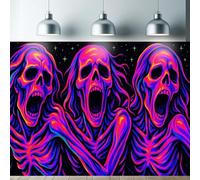 Starlit Patio Screaming Skeleton Blacklight Tapestry UV Reactive Horror Trippy Wall Hanging Glowing Neon Gothic Room Decor for Bedroom Living Room Halloween Fluorescent Poster 78 x 59 Inch