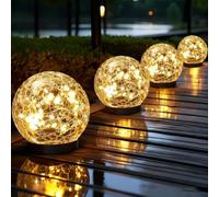 Starlit Shining Orb, Twinkling Tree Starlit Shining Orb, Cracked Glass Ball Lights - Golden Glow Delight, Solar Globe Lights Outdoor Waterproof for Garden, Patio, Lawn, Backyard Décor (Warm, 4)