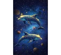 Starlit Sky Dolphins Jigsaw Puzzles for Adults 500 Piece Challenging Puzzle Games, Difficult Hard Jigsaw Puzzles for Man and Woman, 500 Pieces Puzzles for Adults