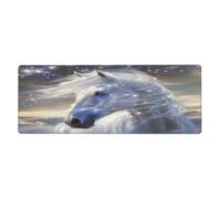 Starlit White Horse Mouse Pad In Big Extended Non-Slip Rubber Base Mousepad With Stitched Edges Gaming Pc Desktop Large Mouse Pad 11.8x31.5