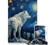 Starlit White Wolf 1000 Piece Jigsaw Puzzles for Teenagers Reason Skill Toy Quiet Calm Exact Cut Xmas Surprise 38x52cm