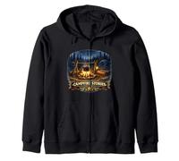 Starlit Wilderness Cooking Camp Adventure Scene Zip Hoodie