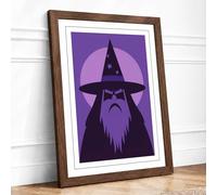 Starlit Wizard Minimalist Framed Wall Art Print A1 (84.1×59.4cm) Walnut, Wall Decor for Living Room, Bedroom, Office & Home, Ready to Hang, Art Gift