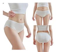 STARLY Women's Disposable Pure Cotton Underwear Travel Panties High Cut Granny Briefs (10pcs,White,2XL)
