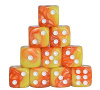 StarMall 10-Pack 16mm D6 Polyhedral Dice Set 6-sided Acrylic Die for RPG MTG DND Dice Table Board Games (Yellow-Orange)