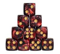 StarMall 10-Pack 16mm D6 Polyhedral Dice Set 6-sided Acrylic Die for RPG MTG DND Dice Table Board Games (Black-Red)