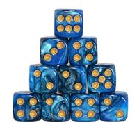 StarMall 10-Pack 16mm D6 Polyhedral Dice Set 6-sided Acrylic Die for RPG MTG DND Dice Table Board Games (Black-Blue)
